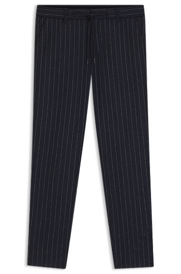 Панталони BOSS Tapered-fit Pinstripe Trousers with Drawstring in Brushed Stretch Flannel Тъмно синьо | 50551518, 0