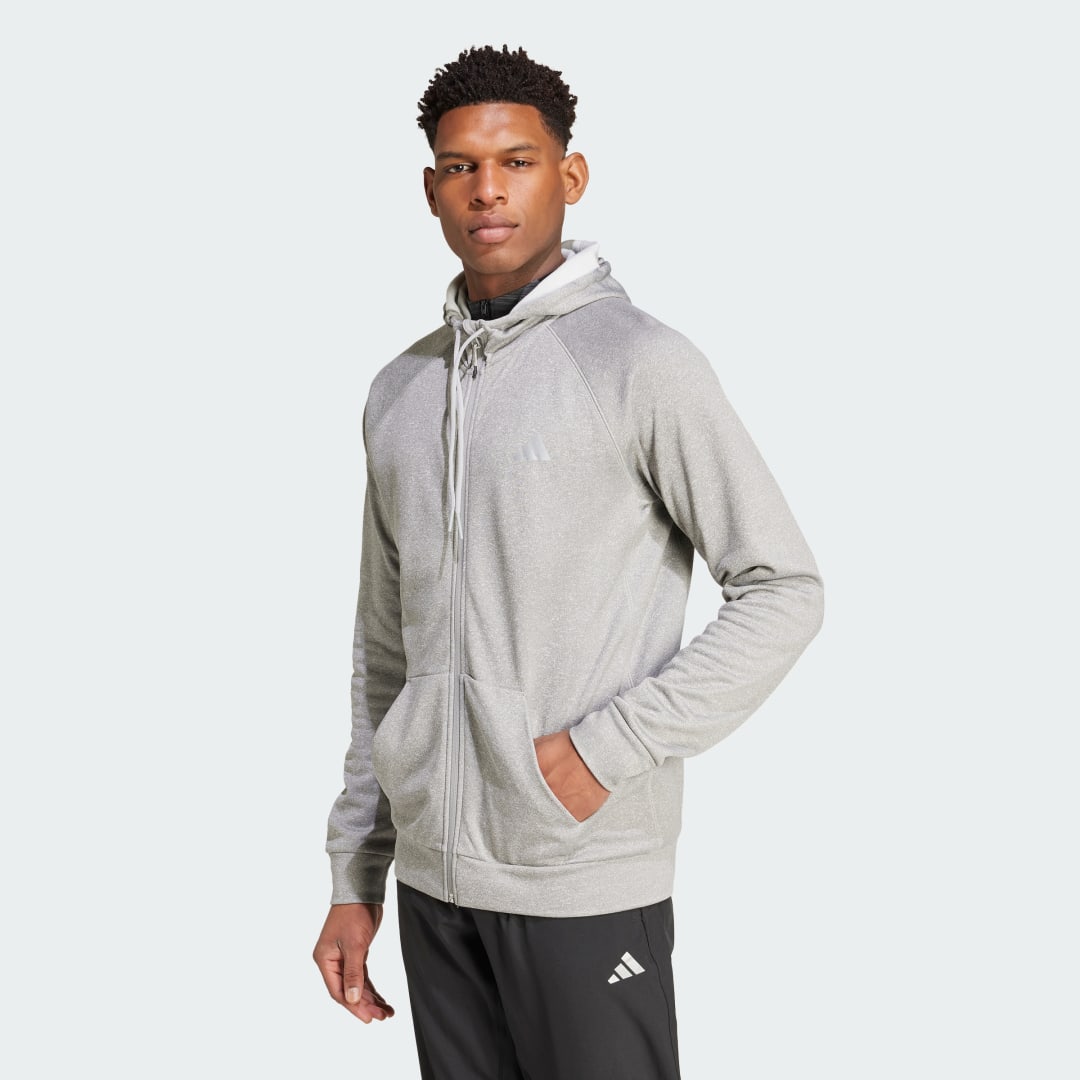 Суитчър adidas Performance Training Big Logo Full-Zip Hoodie Сиво | IW8394, 0