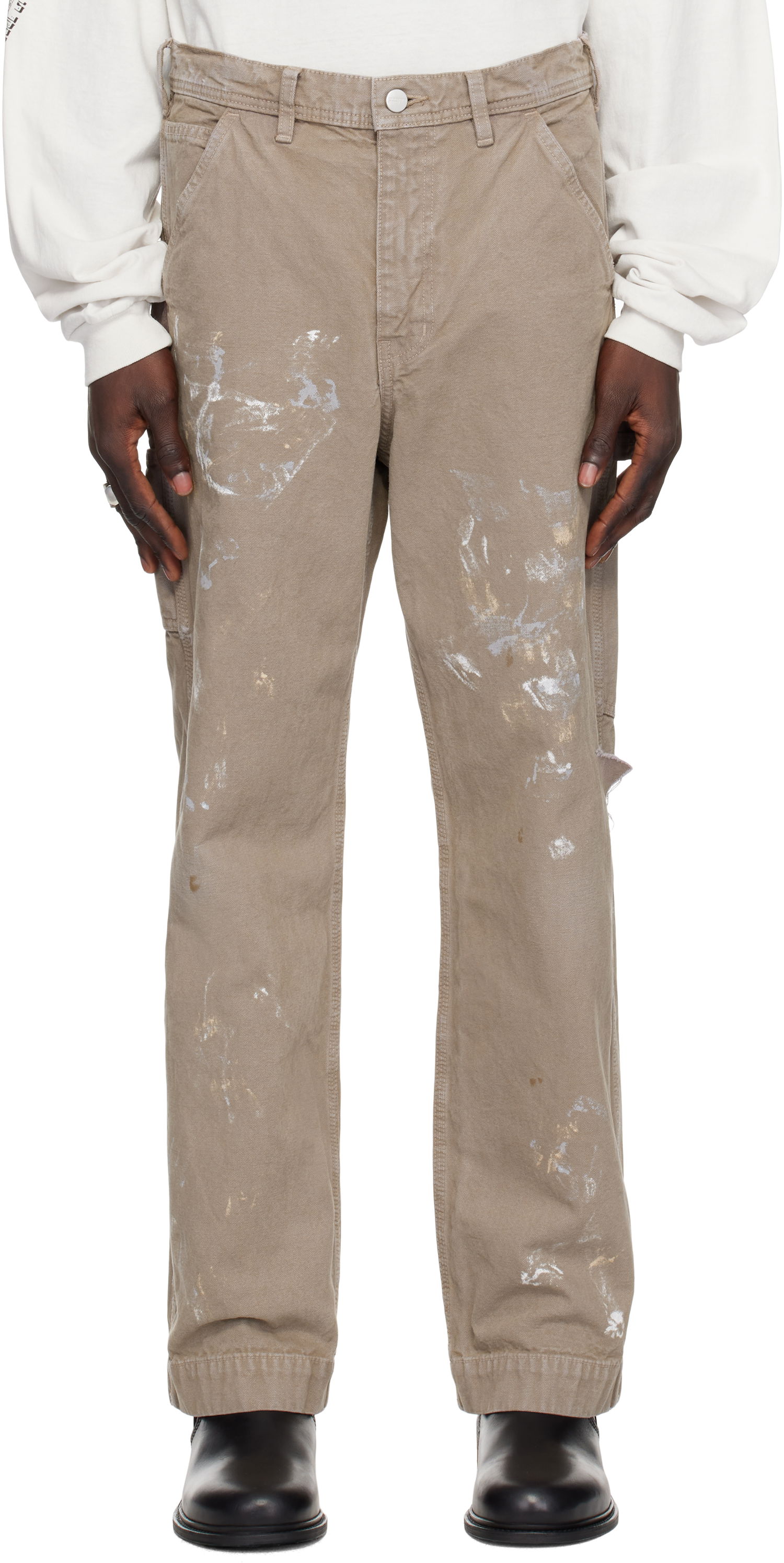 Карго панталони Enfants Riches Déprimés Paint Splatter Trousers Бежово | 050-385, 0