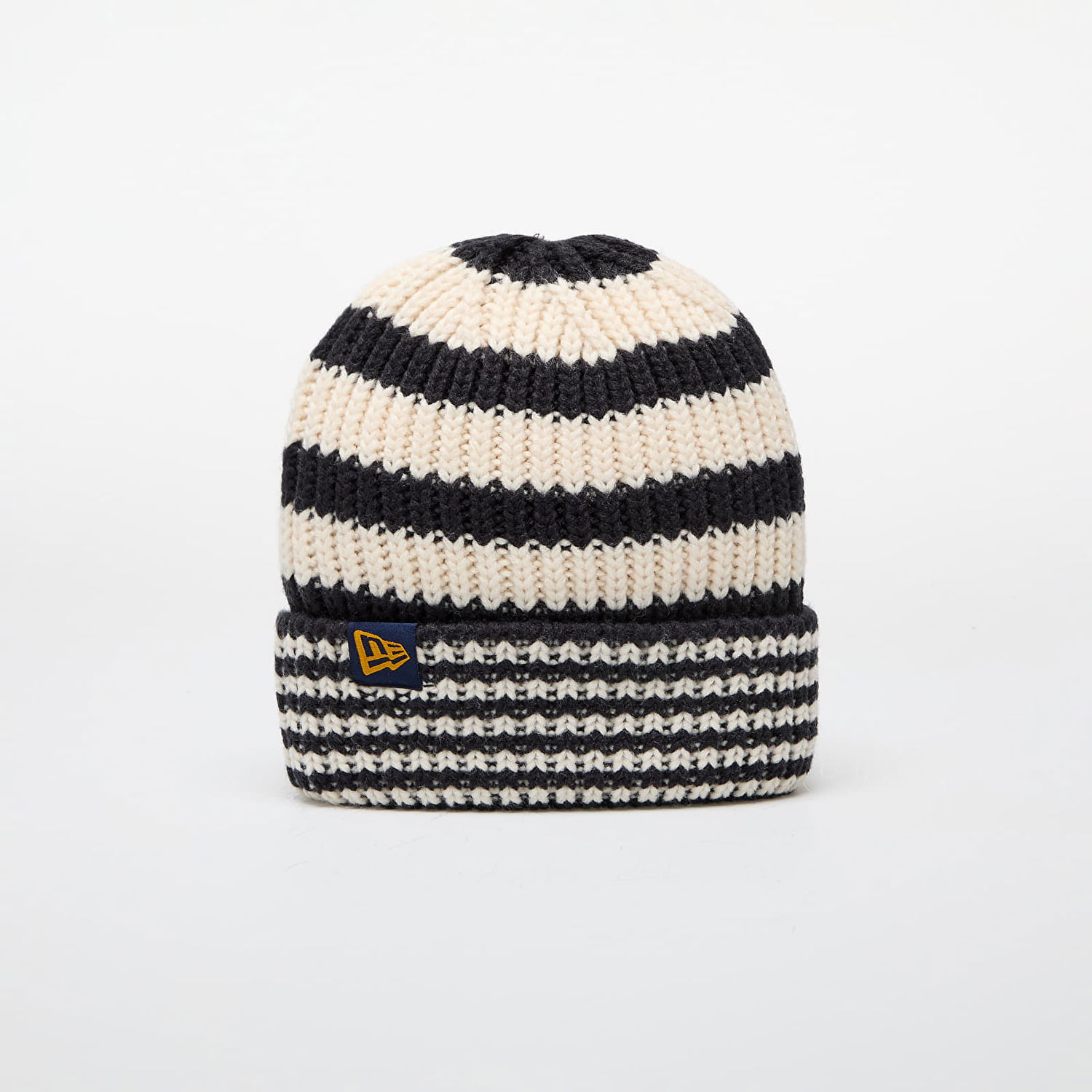 Шапка New Era Knit Medium Stripe Beanie Navy/ Light Cream Universal Тъмно синьо | 60565460, 0