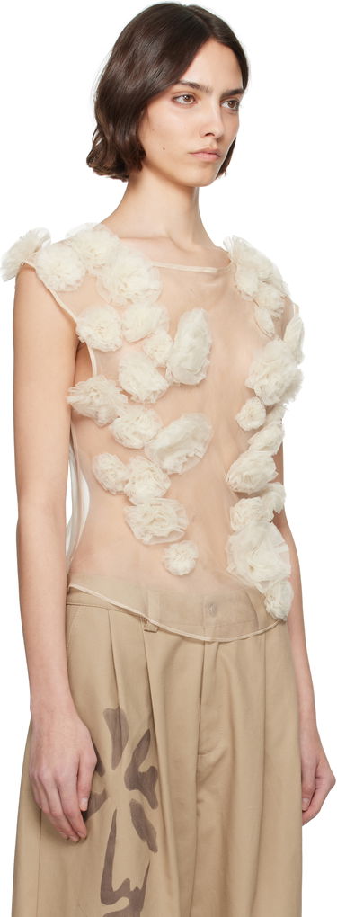 Потник Collina Strada Collina Strada Meadow Path Floral Appliquéd Tulle Tank Top Бежово | XX3057, 1