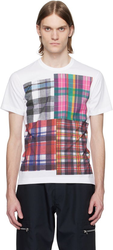 Тениска Comme des Garçons Comme des Garçons Shirt Tartan Square Print T-Shirt Бяло | FO-T007-051, 0