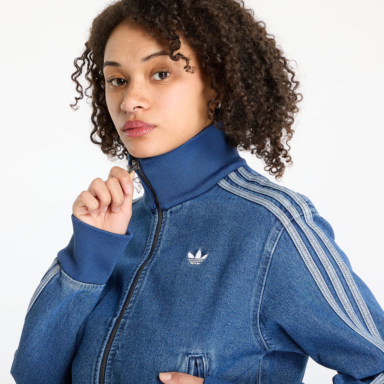 Яке бомбър adidas Originals Adicolor Denim Track Top Jacket Синьо | JD2570, 1