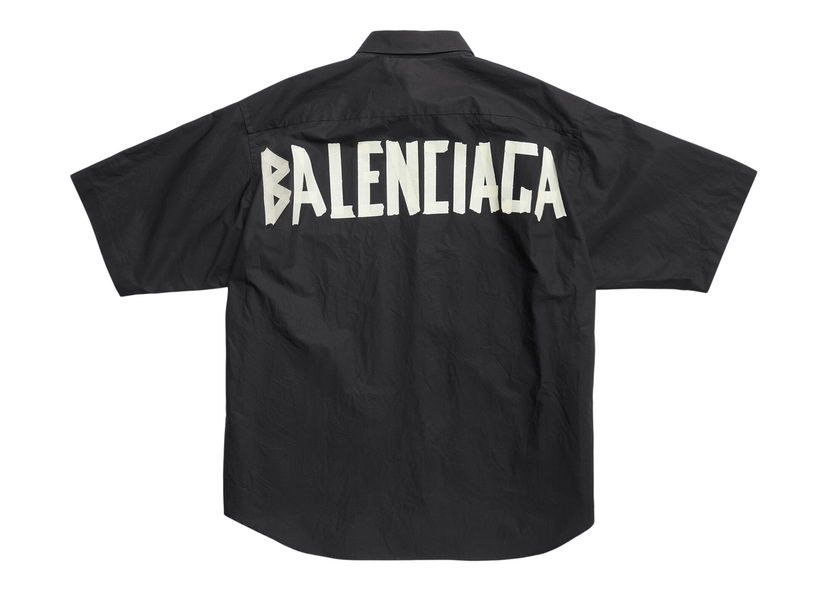 Риза Balenciaga Tape Type Shirt Черно | 738761TNM601000