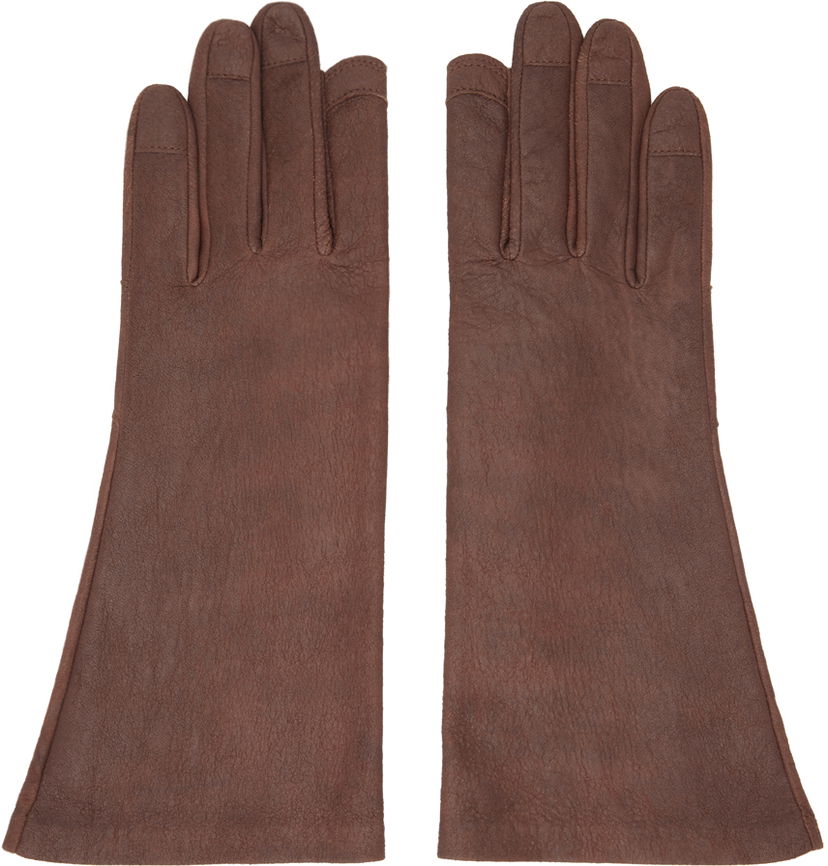 Ръкавици Rick Owens Short Leather Gloves Кафяво | RR02D6451 LBA