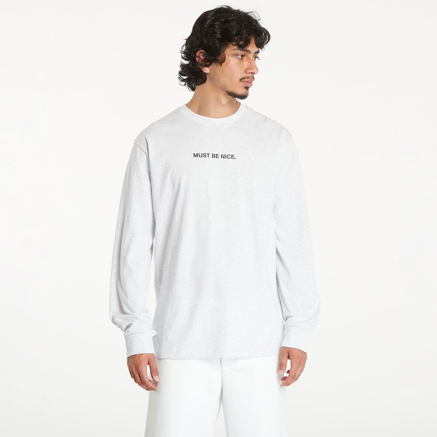 Тениска RIPNDIP Must Be Nice Long Sleeve Tee Ash Heather Бяло | RNDSUM24132, 0
