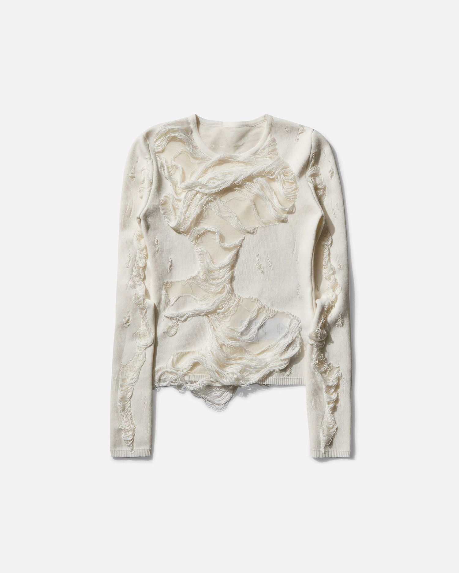 Пуловер Maison Margiela Distressed Crewneck Sweater Бяло | S62HL0032 101, 1