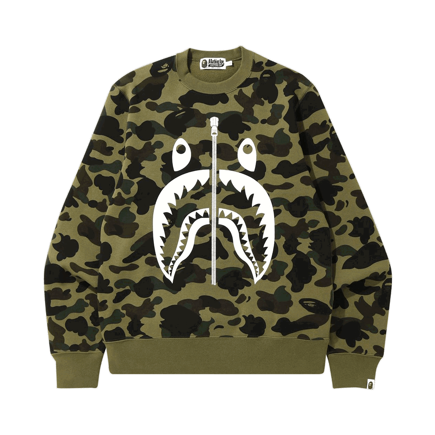 Пуловер BAPE 1st Camo Shark Crewneck Зелено | 1F70 113 009 GREEN, 0