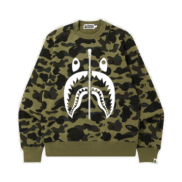 Пуловер BAPE 1st Camo Shark Crewneck Зелено | 1F70 113 009 GREEN, 0
