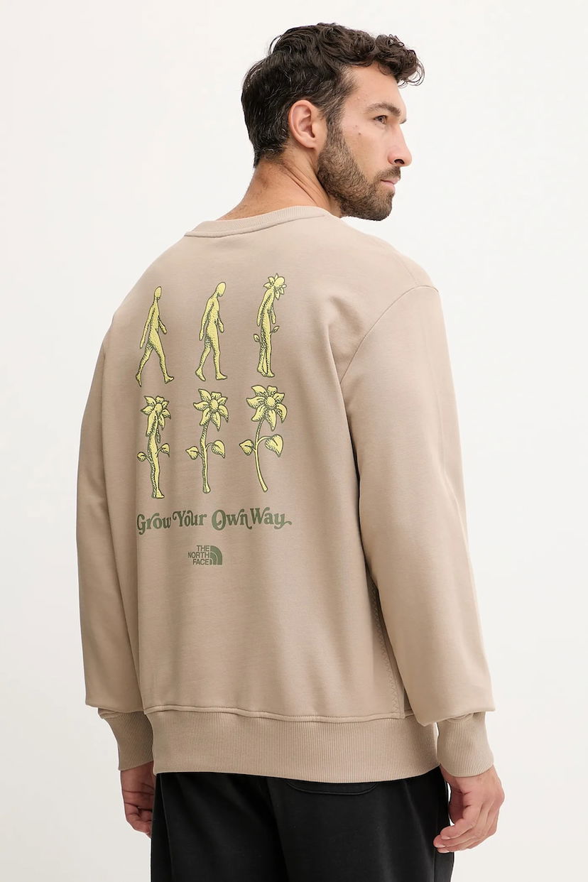 Суитчър The North Face Connect Relaxed Grow Your Own Way Graphic Print Sweatshirt Бежово | NF0A8E3ZBOX1