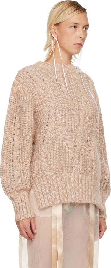 Пуловер Simone Rocha Simone Rocha Embellished Puff Sleeve Chunky Knit Sweater Бежово | MZMK4B 0665, 1