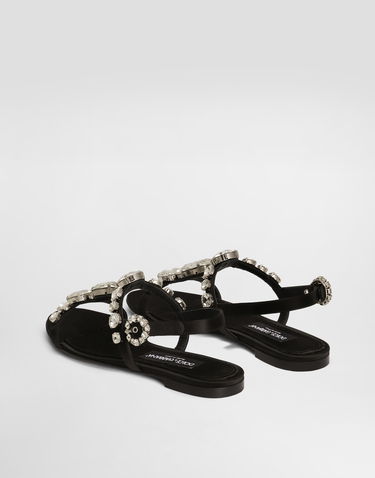 Кецове и обувки Dolce & Gabbana Satin Sandals With Gemstone Embellishment Черно | CQ0601A9T438S488, 2