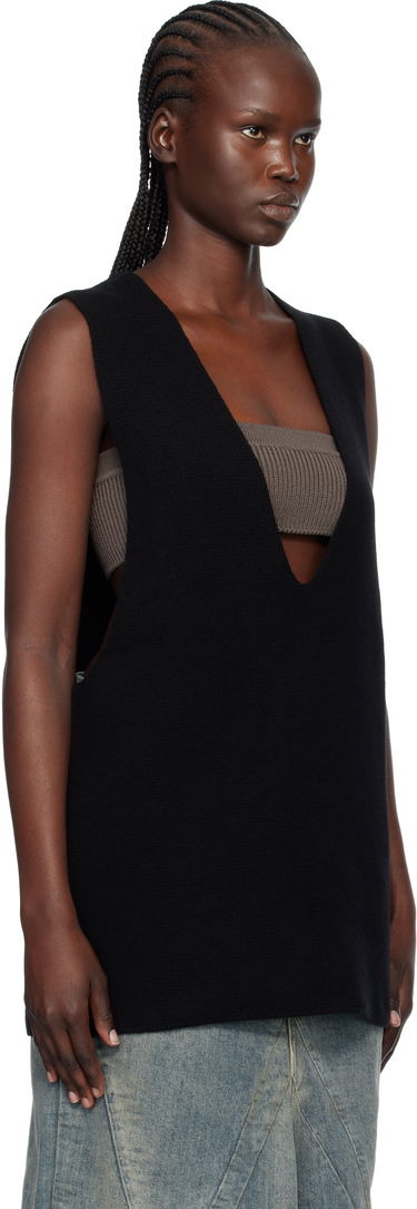 Потник Rick Owens Concordians Deep V-Neck Knit Tank Top with Ribbed Bandeau Черно | RP02E4658 CHWSR, 1