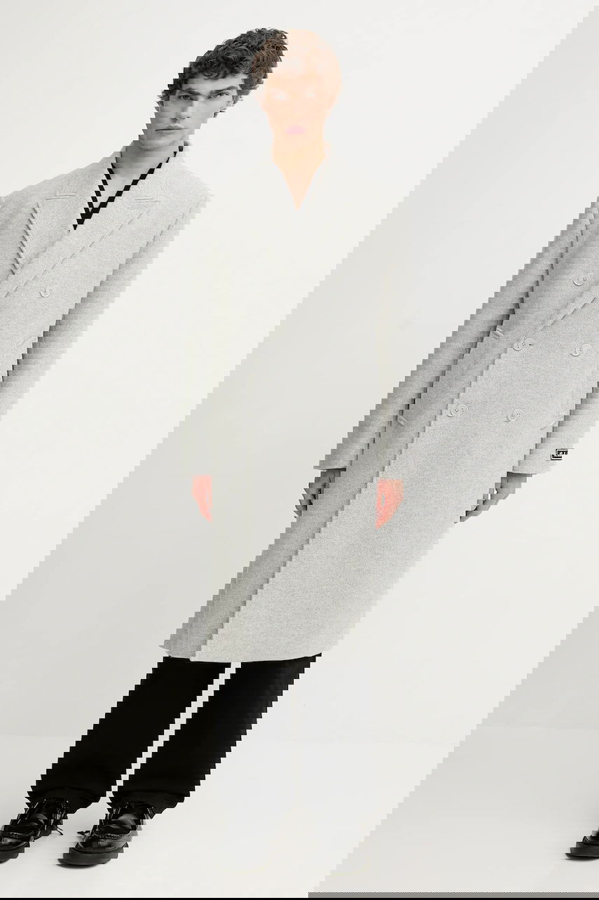 Палта Lacoste Double-breasted Long Coat with Wool Blend Сиво | BH5529, 0