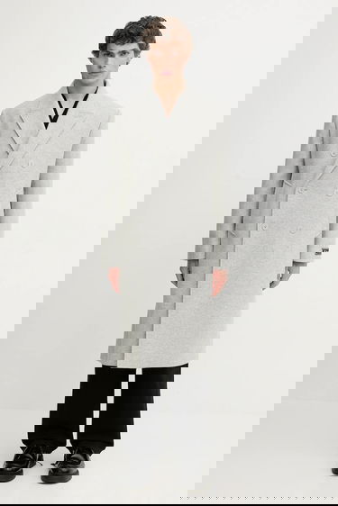 Палта Lacoste Double-breasted Long Coat with Wool Blend Сиво | BH5529, 0