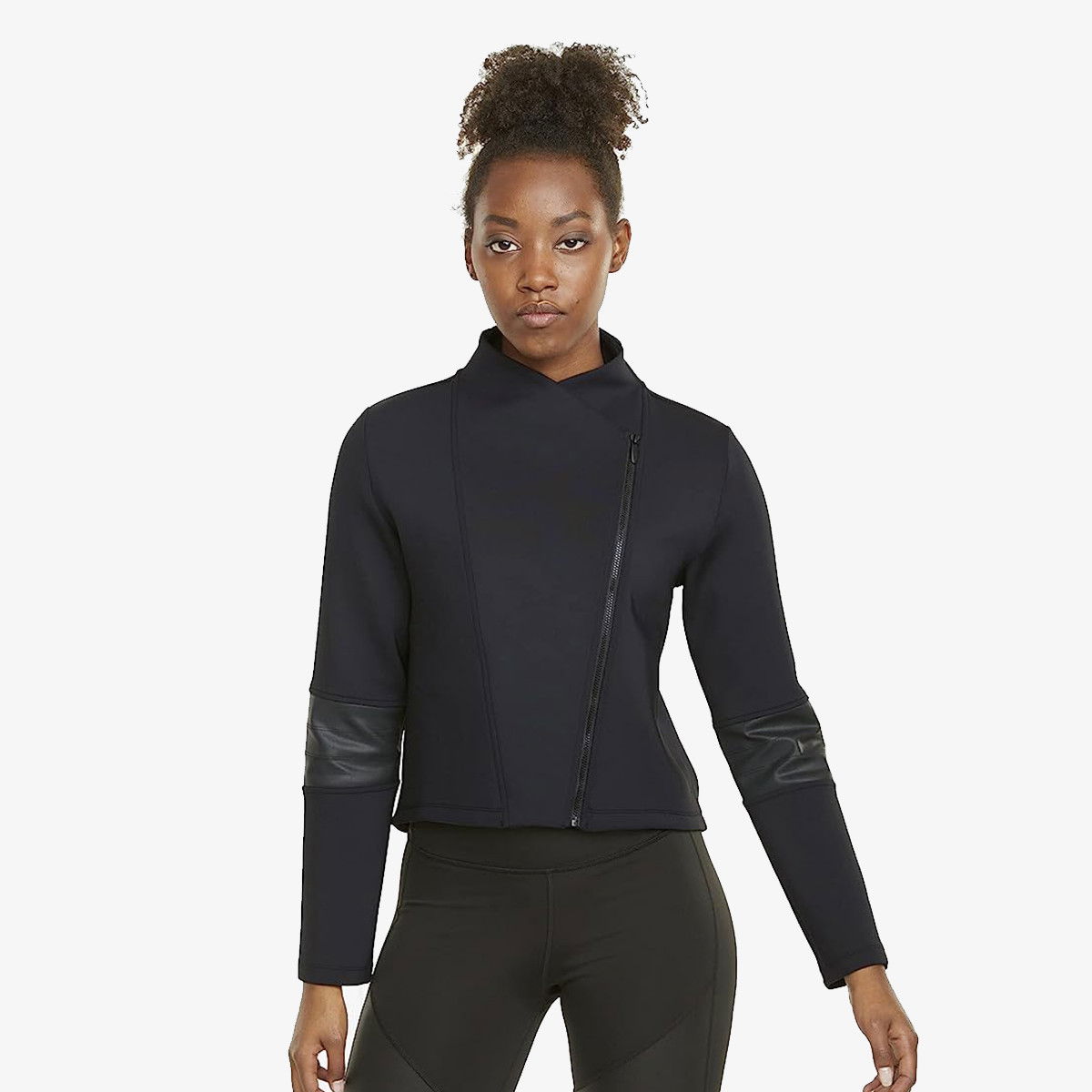 Яке Puma Cropped Moto Jacket Stand Collar Asymmetrical Zipper Elbow Patches Черно | 520927-01, 0
