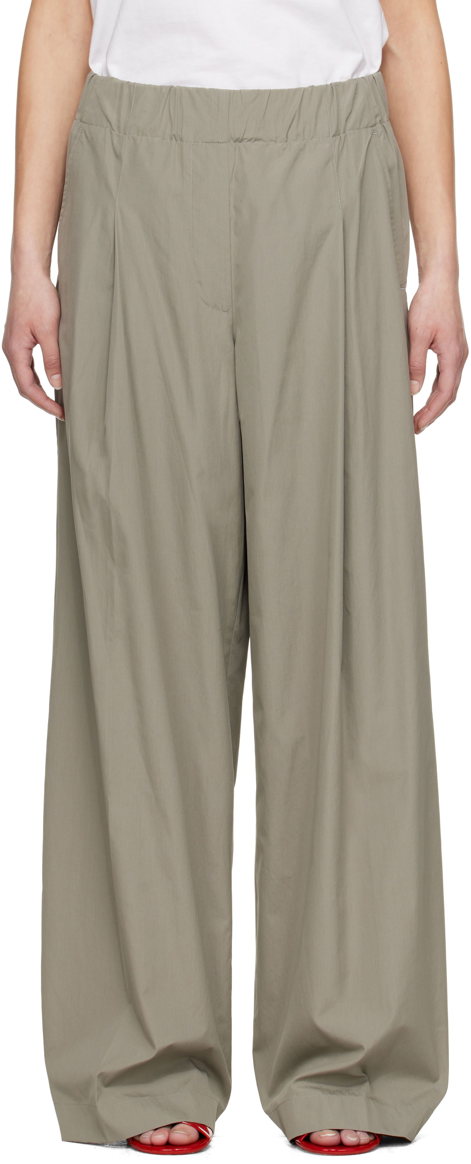 Панталони Dries Van Noten Dries Van Noten Wide Pleated Trousers Сиво | 251-010909-1374, 0