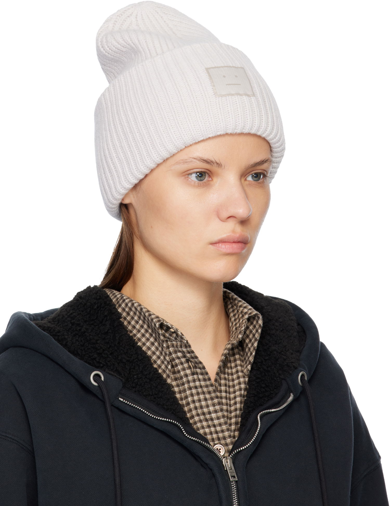 Шапка Acne Studios Large Face Logo Beanie Бяло | C40424-, 1