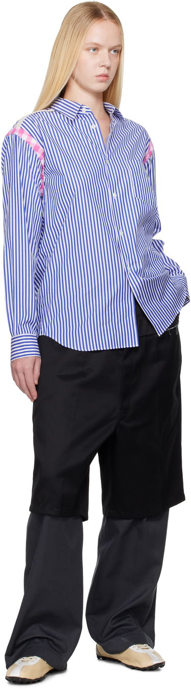 Риза Comme des Garçons Comme des Garçons Striped Gingham Trim Shirt Синьо | FO-B020-S25, 3