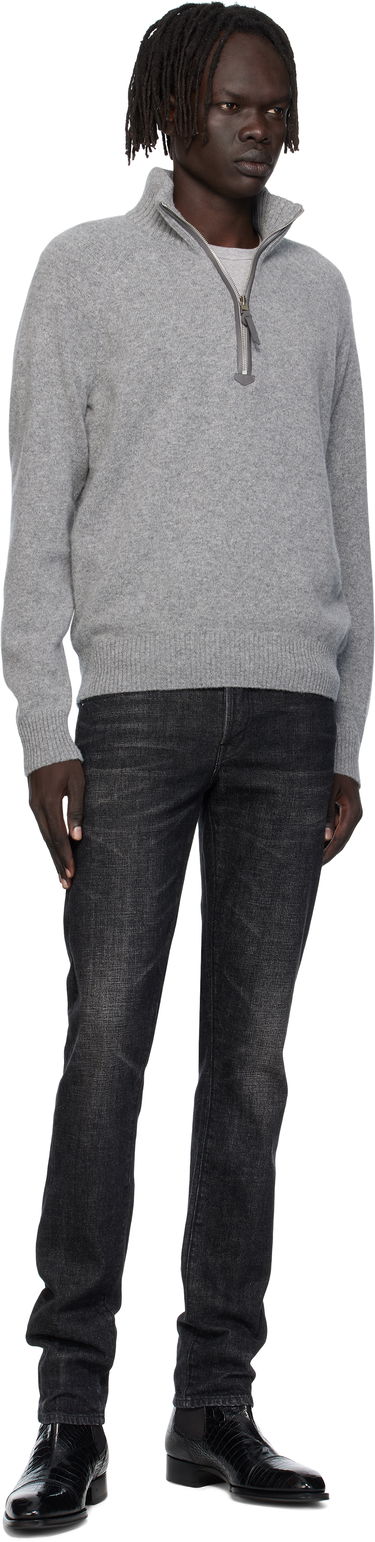 Пуловер Tom Ford TOM FORD Lambswool & Cashmere Half-Zip Sweater Сиво | KFL004-YMW106, 3