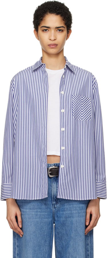 Риза rag & bone Striped Poplin Shirt Синьо | WAW22FA050ZE50, 0