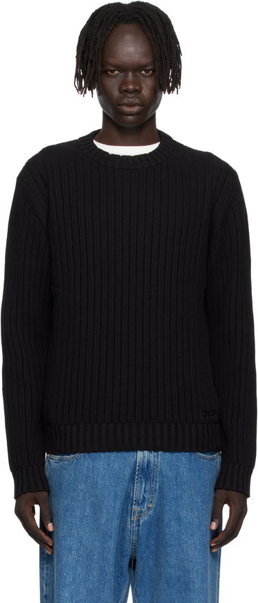 Пуловер BOSS Hugo Embroidered-Logo Ribbed Knit Sweater Черно | 50546863, 0