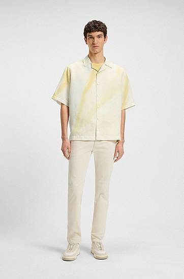 Риза BOSS Relaxed Fit Printed Shirt Жълто | 50543525, 1
