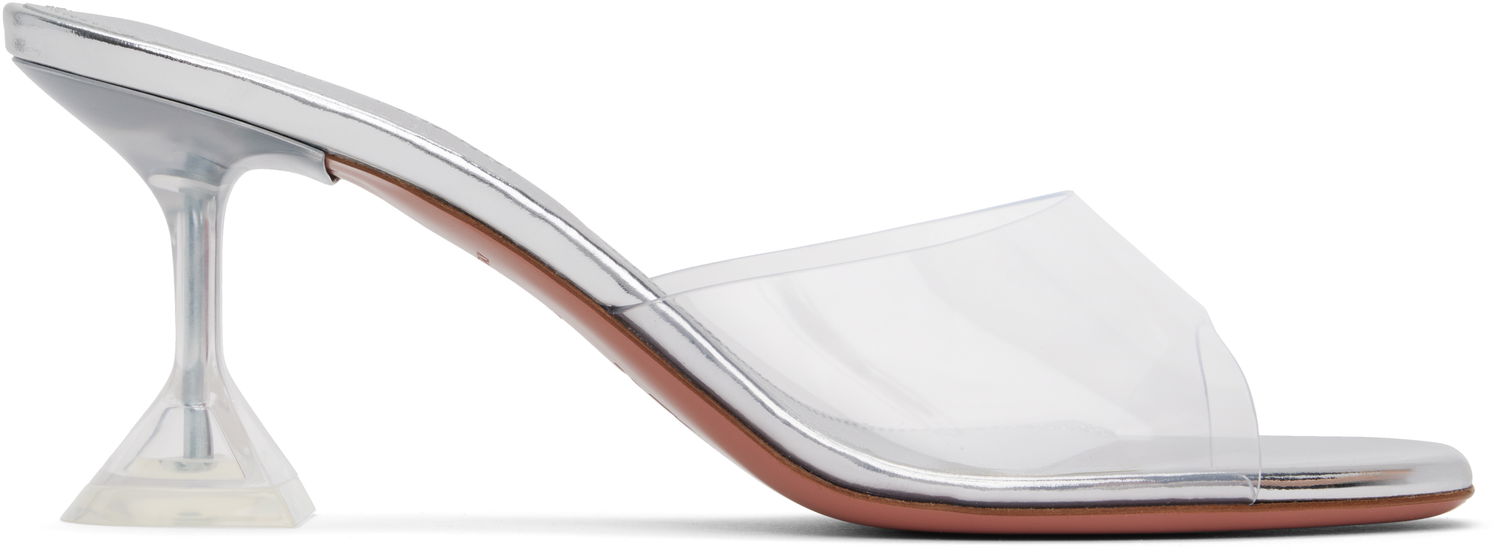 Грижа за обувките Amina Muaddi Amina Muaddi Lupita Glass Slipper 70 Heeled Sandals Металик | LUPITA GLASS SLIPPER 70 PVC, 0