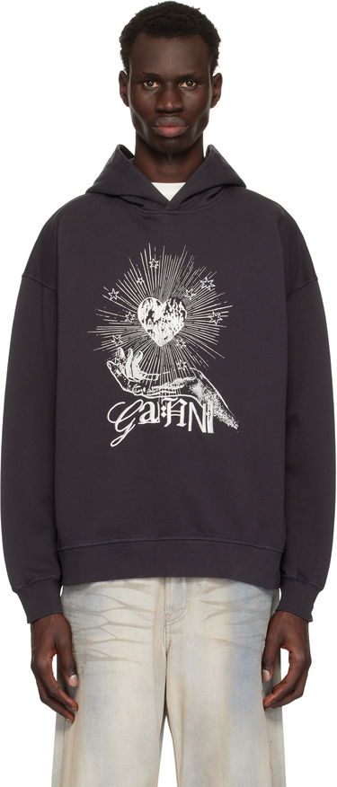 Суитчър GANNI Ganni Isoli Heart Oversized Hoodie Сиво | T4082, 0