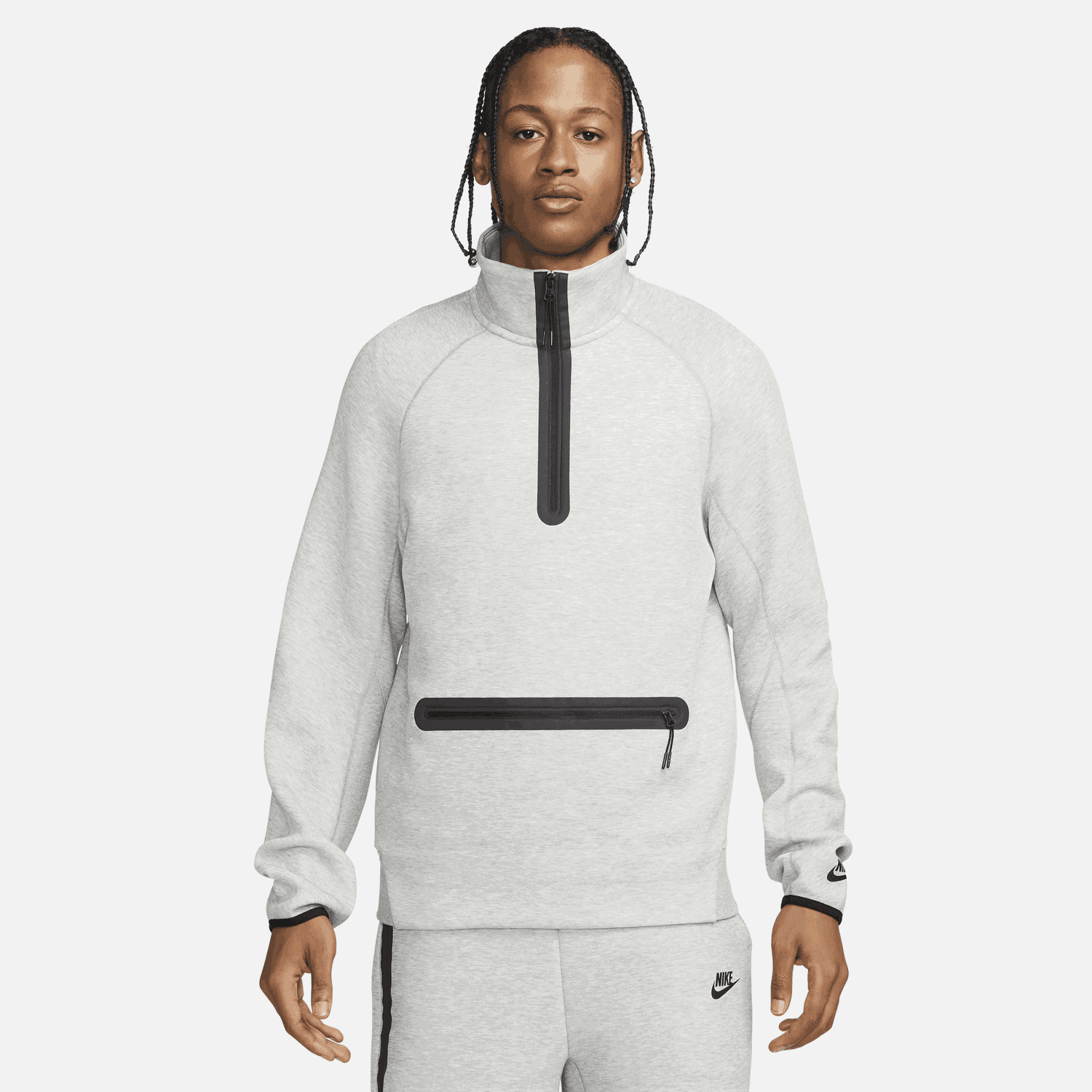 Суитчър Nike Pánská mikina Sportswear Tech Fleece s polovičním zipem - Šedá Бяло | FB7998-063, 0