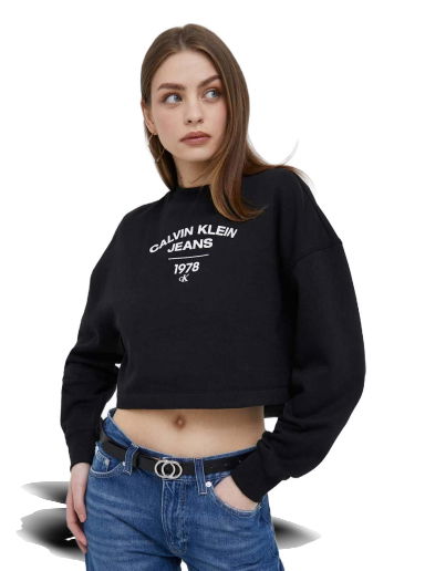 Суитчър CALVIN KLEIN University Cropped Sweatshirt With Logo Черно | J20J221334