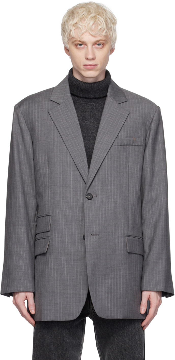 Яке Helmut Lang Oversized Pinstripe Blazer Сиво | N09HM104, 0