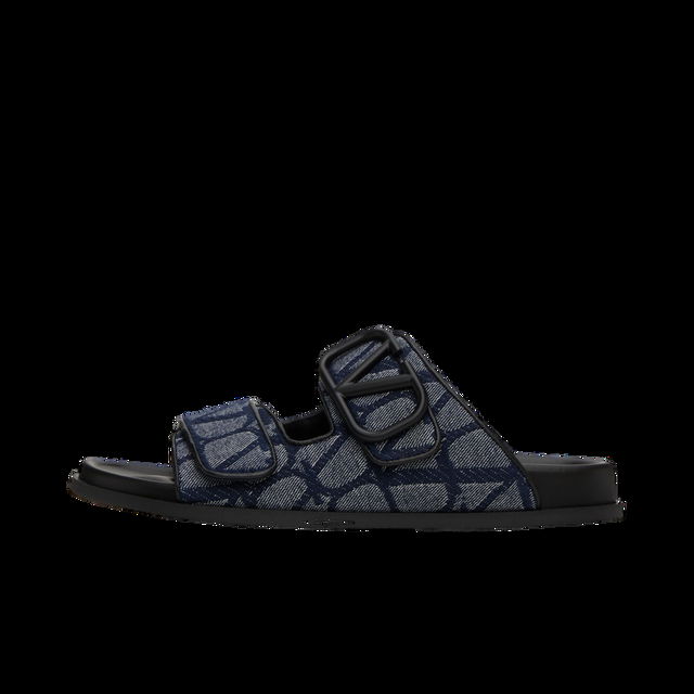 Garavani Blue & Black Toile VLogo Iconographe Sandals