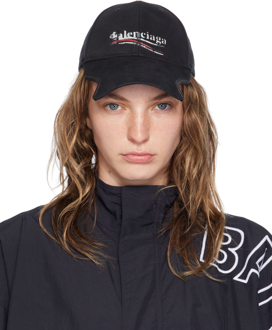 Шапка с козирка Balenciaga Black Political Stencil Cap Черно | 788752 410B2, 0