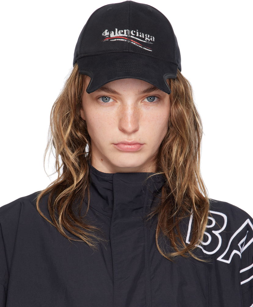 Шапка с козирка Balenciaga Black Political Stencil Cap Черно | 788752 410B2