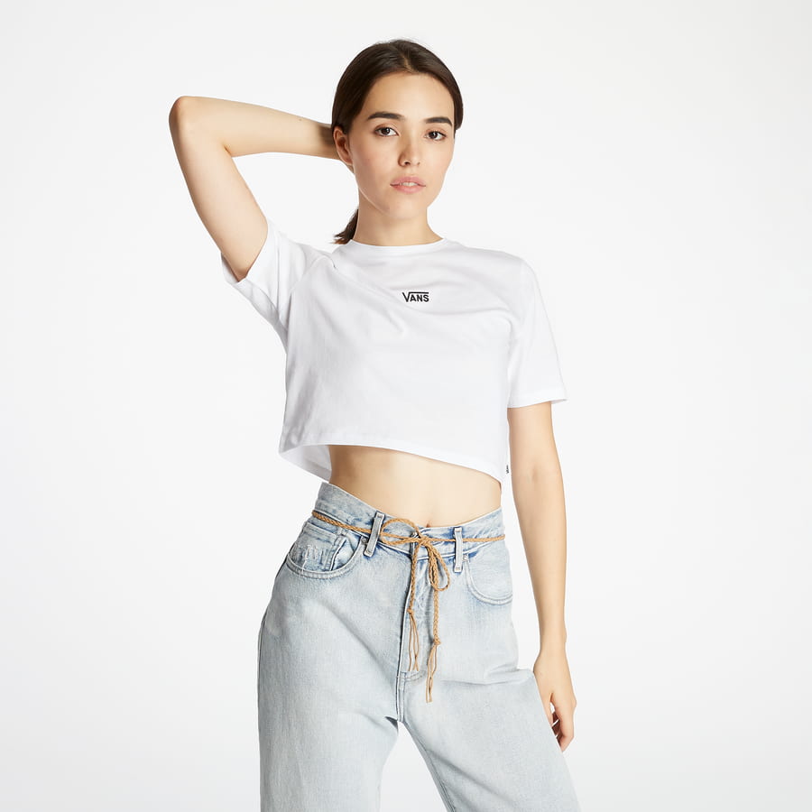 Съкратен топ Vans Flying V Crop Crew Sport T-Shirt Бяло | VN0A54QUWHT, 0