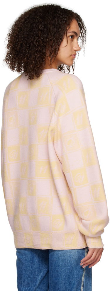Пуловер We11done We11done Checkerboard V-Neck Sweater Розово | WD-KT3-22-639-U-YE, 2