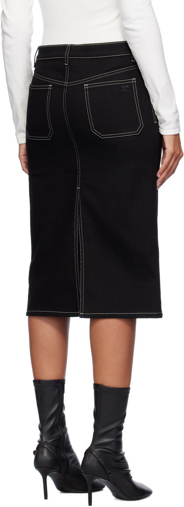 Пола Courrèges Two-Pocket Denim Midi Skirt Черно | 324DJU183DE0020, 2