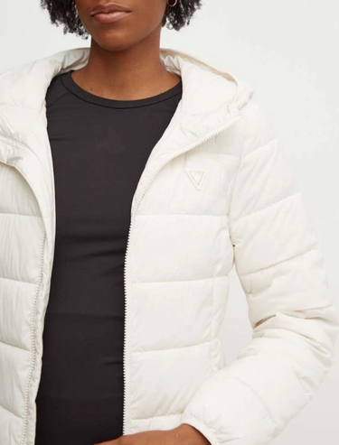 Пухо яке GUESS Long Puffer Coat With Hood Бяло | V4YL05WF3X0-G1O6, 2