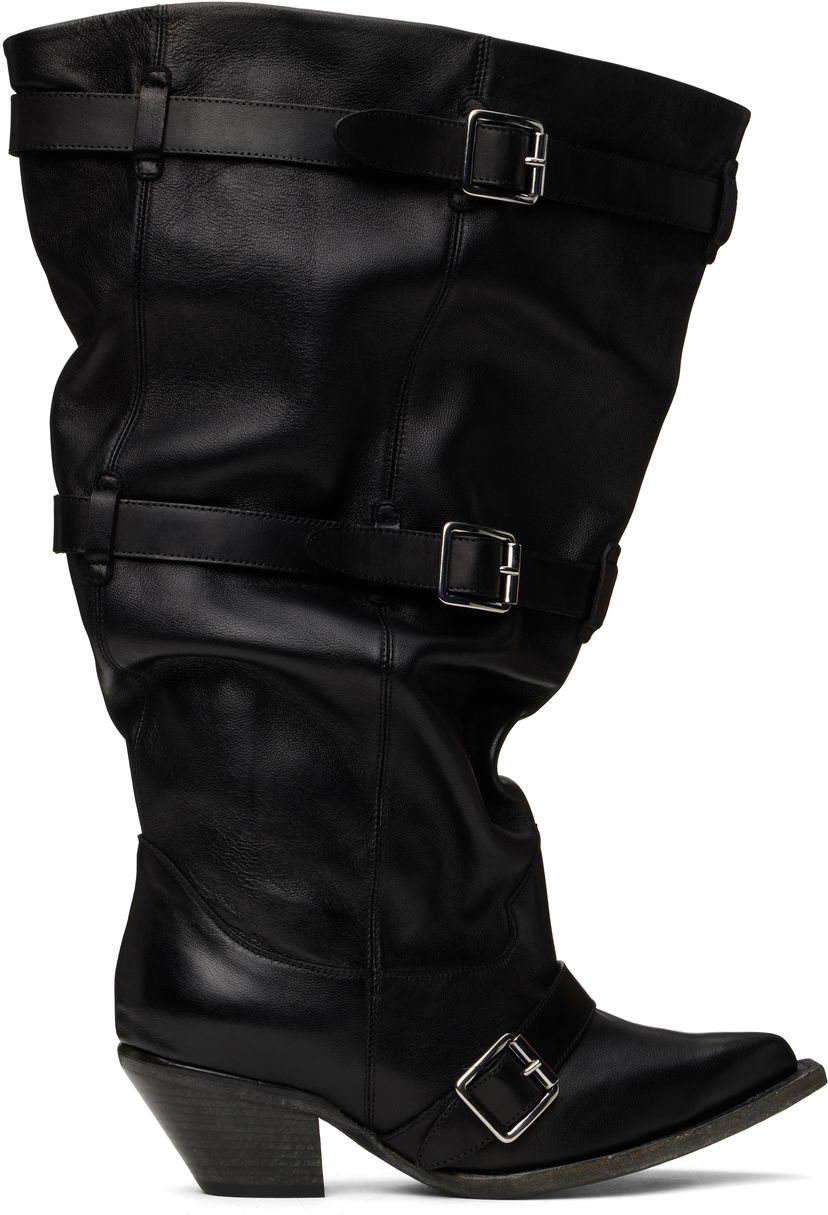 Грижа за обувките R13 R13 Buckled Slouch Cowboy Boots Черно | R13WS114-S153A