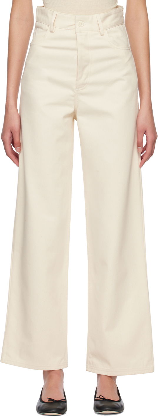 Панталони Baserange Wide Leg Cotton-Twill Trousers Бяло | TRNA-CC-SP23