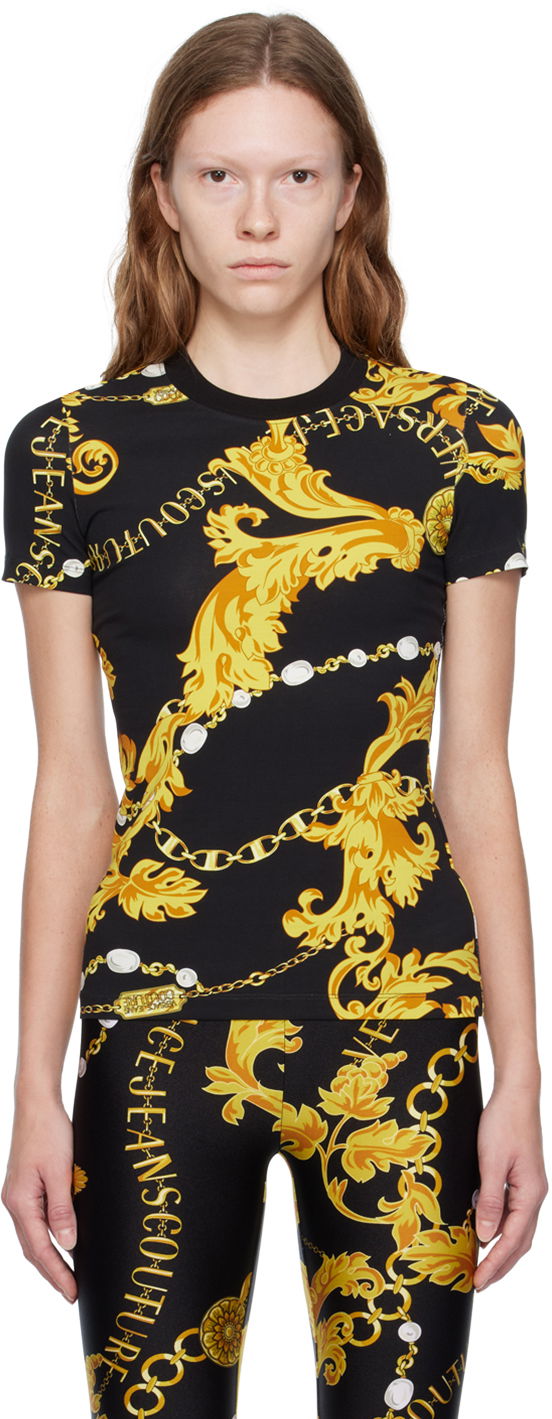 Тениска Versace Jeans Couture Chain Couture T-Shirt Черно | E75HAH608_EJS214, 0