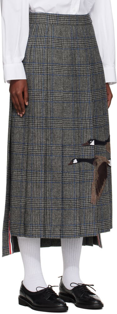 Пола Thom Browne Thom Browne Classic Pleated Maxi Skirt with Appliqué Сиво | FGCA24E-E1376, 1