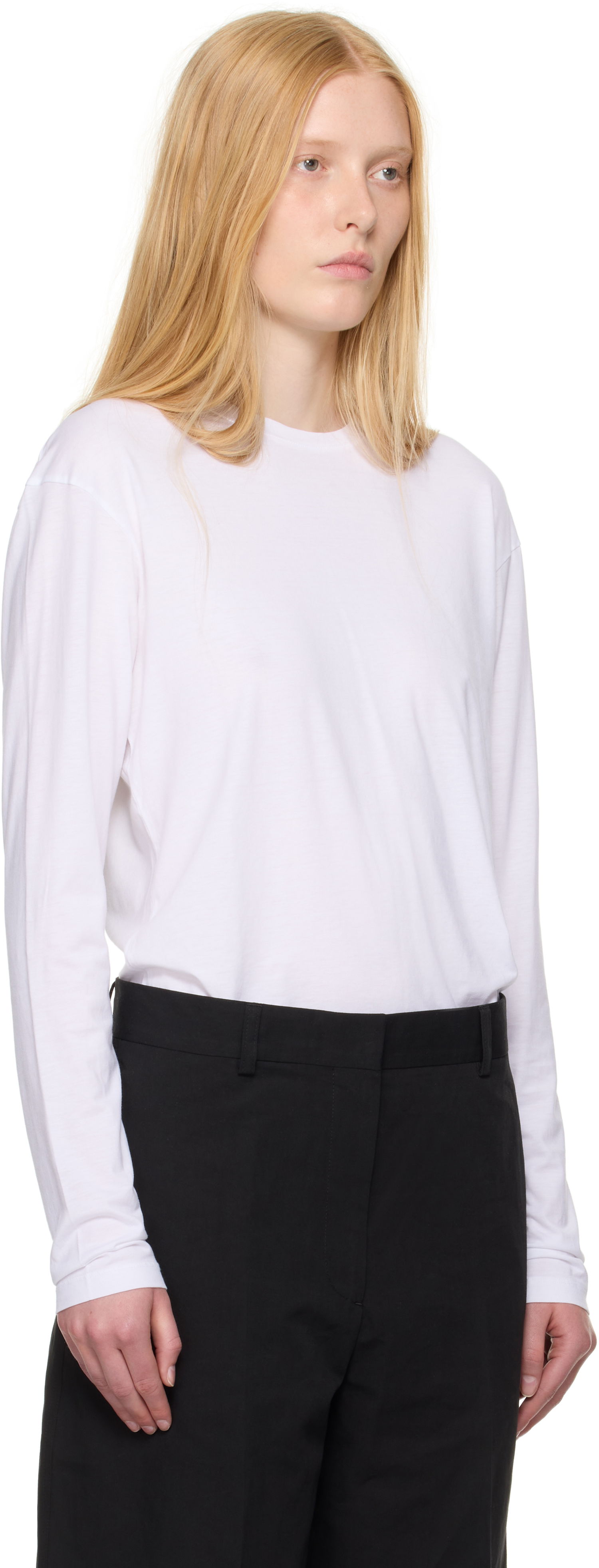 Тениска TOTEME TOTEME Classic Long Sleeve T-Shirt Бяло | 253-WRT0588-FB0419, 1