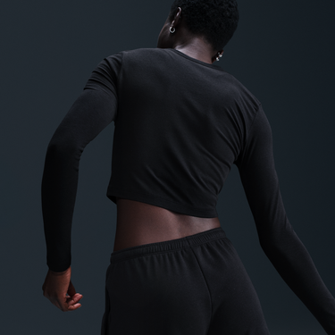 Съкратен топ Nike Sportswear Chill Knit Long Sleeve Cropped Top Черно | HF5322-011, 3