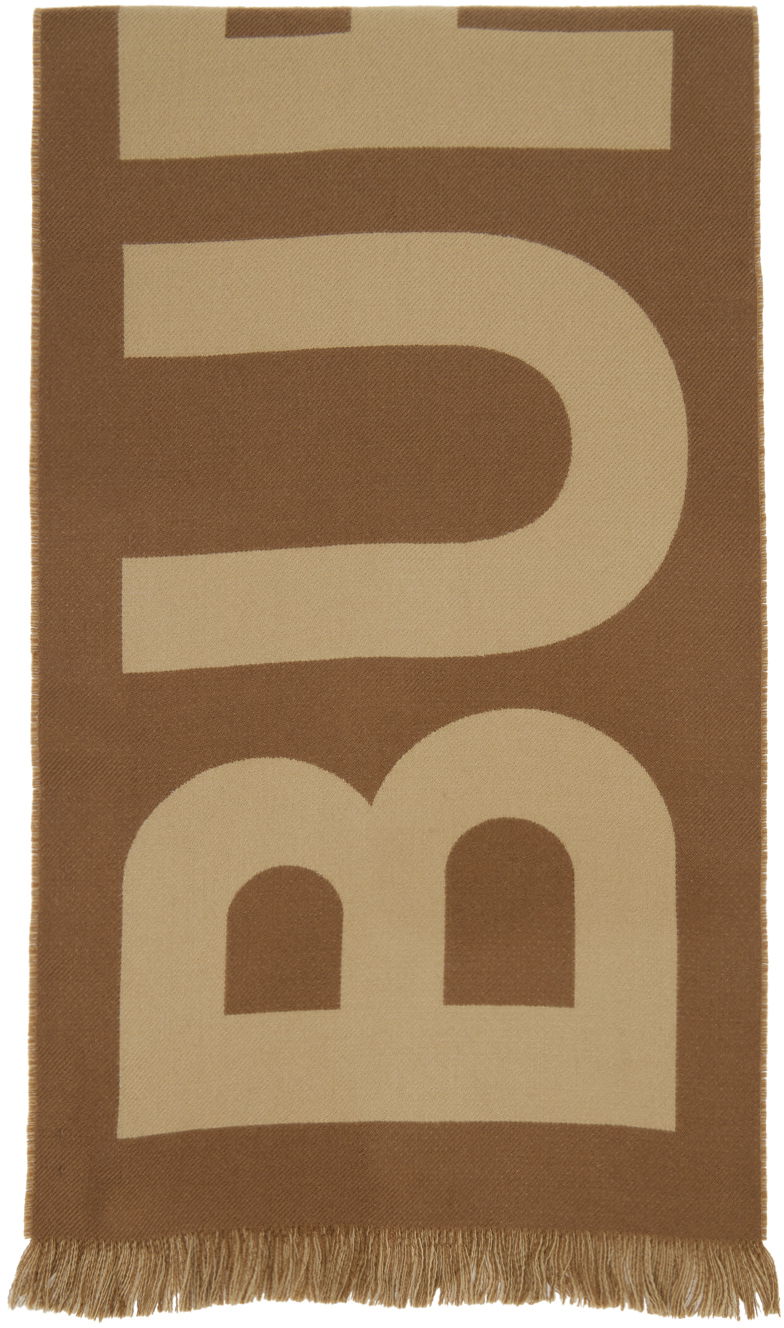 Шал Burberry Jacquard Logo Scarf Brown & Beige Кафяво | 8057148, 0