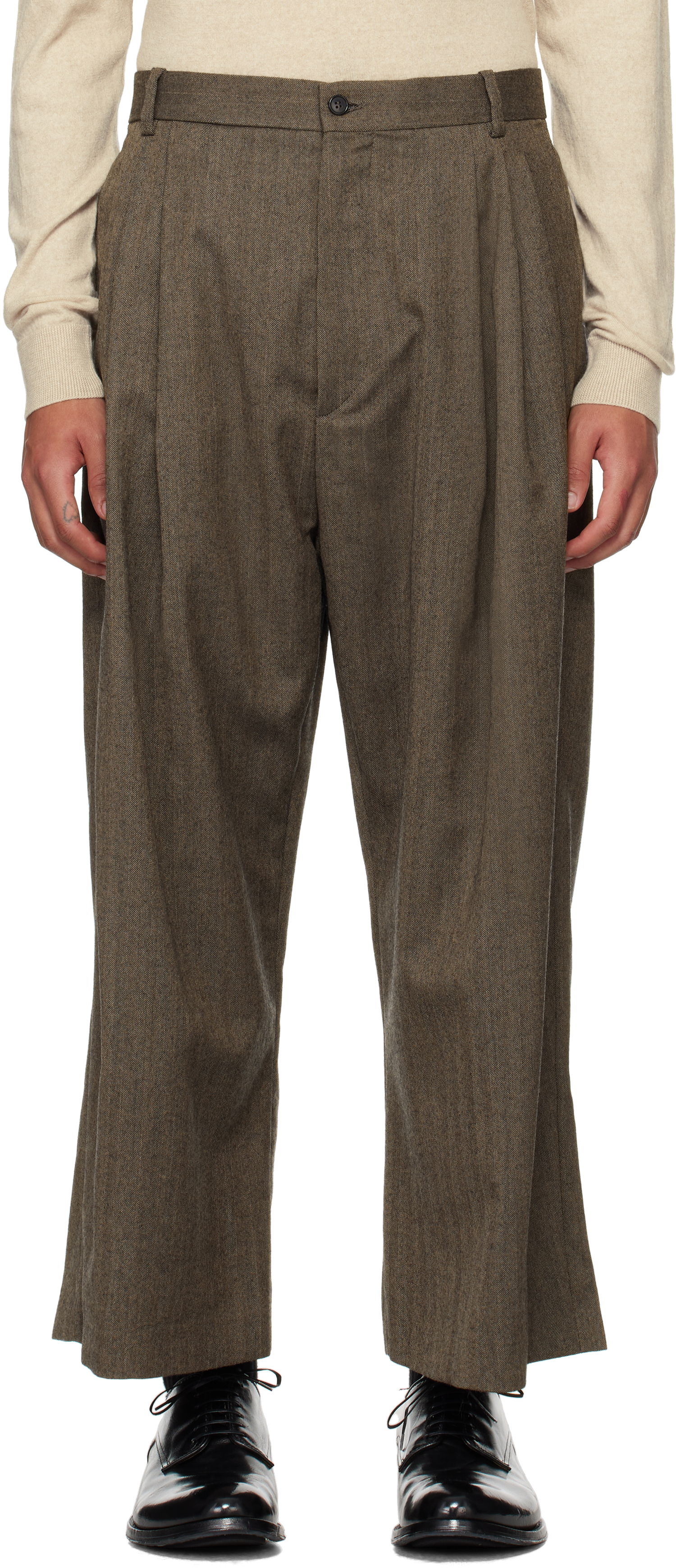 Панталони HED MAYNER Herringbone Trousers Кафяво | HMMZ30012A-HZ113, 0