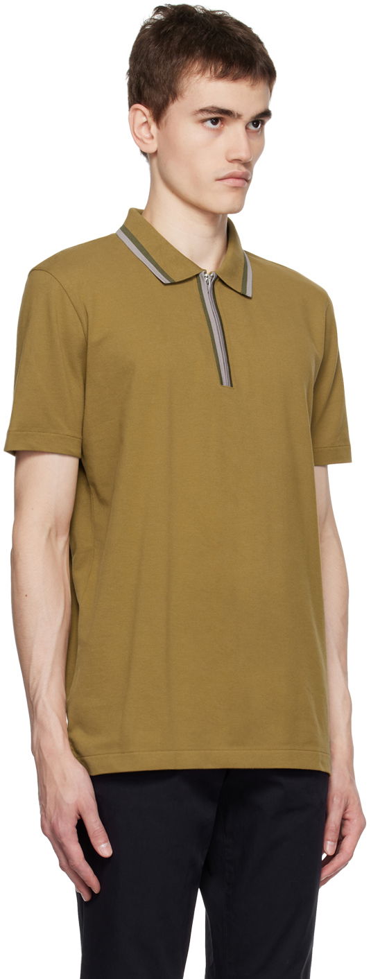 Поло тениска Paul Smith PS Paul Smith Half Zip Polo Кафяво | M2R-322Y-L21511-63, 1