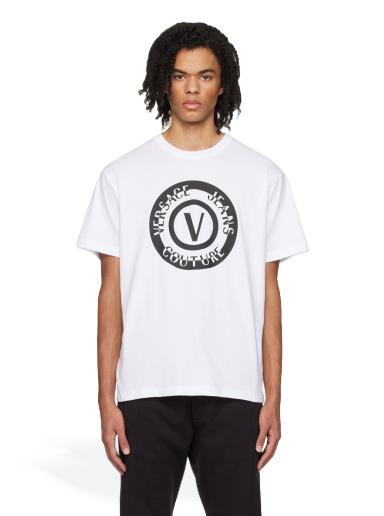 Тениска Versace V-Emblem T-Shirt Бяло | E76GAHT06_ECJ00T