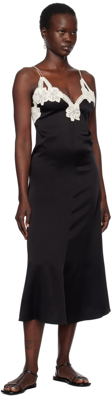 Pокля Jil Sander Jil Sander Lace Trim Slip Midi Dress Черно | J02CT0468_J76018, 3